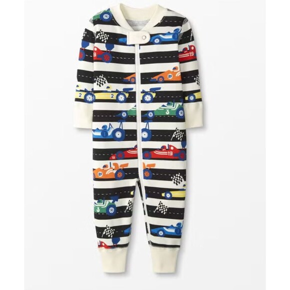 Hanna Andersson 0-3 Month Baby Zip Sleeper Organic Cotton Fast Lane Cars - Picture 1 of 7